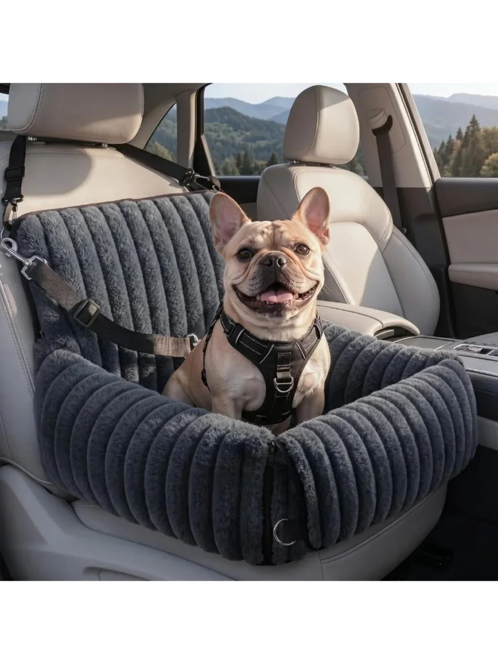 Cozy Dog Car Seat for Small/Medium Dogs, Washable Cover, Travel Bed & Safety